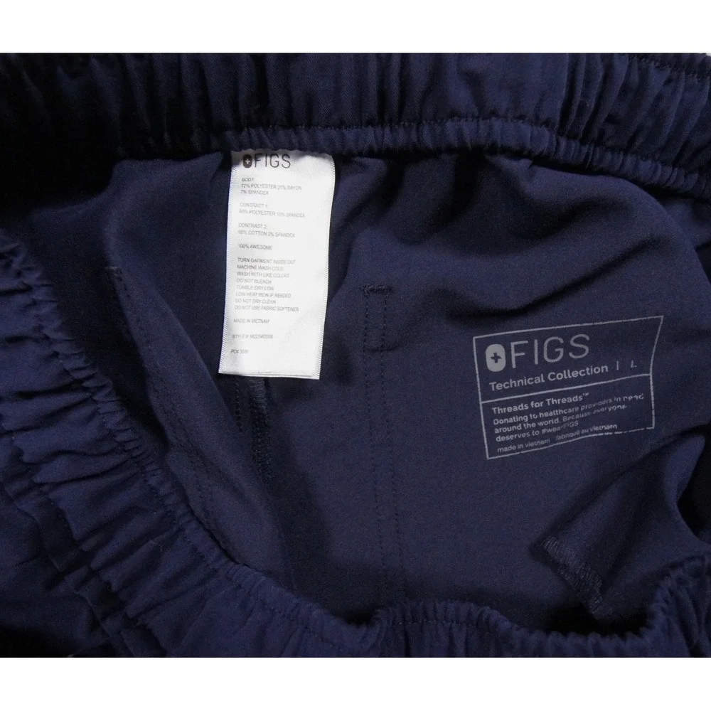 Figs Pants Mens Large Blue Jogger Scrub Technical Bottom Nurse Workwear Stretch